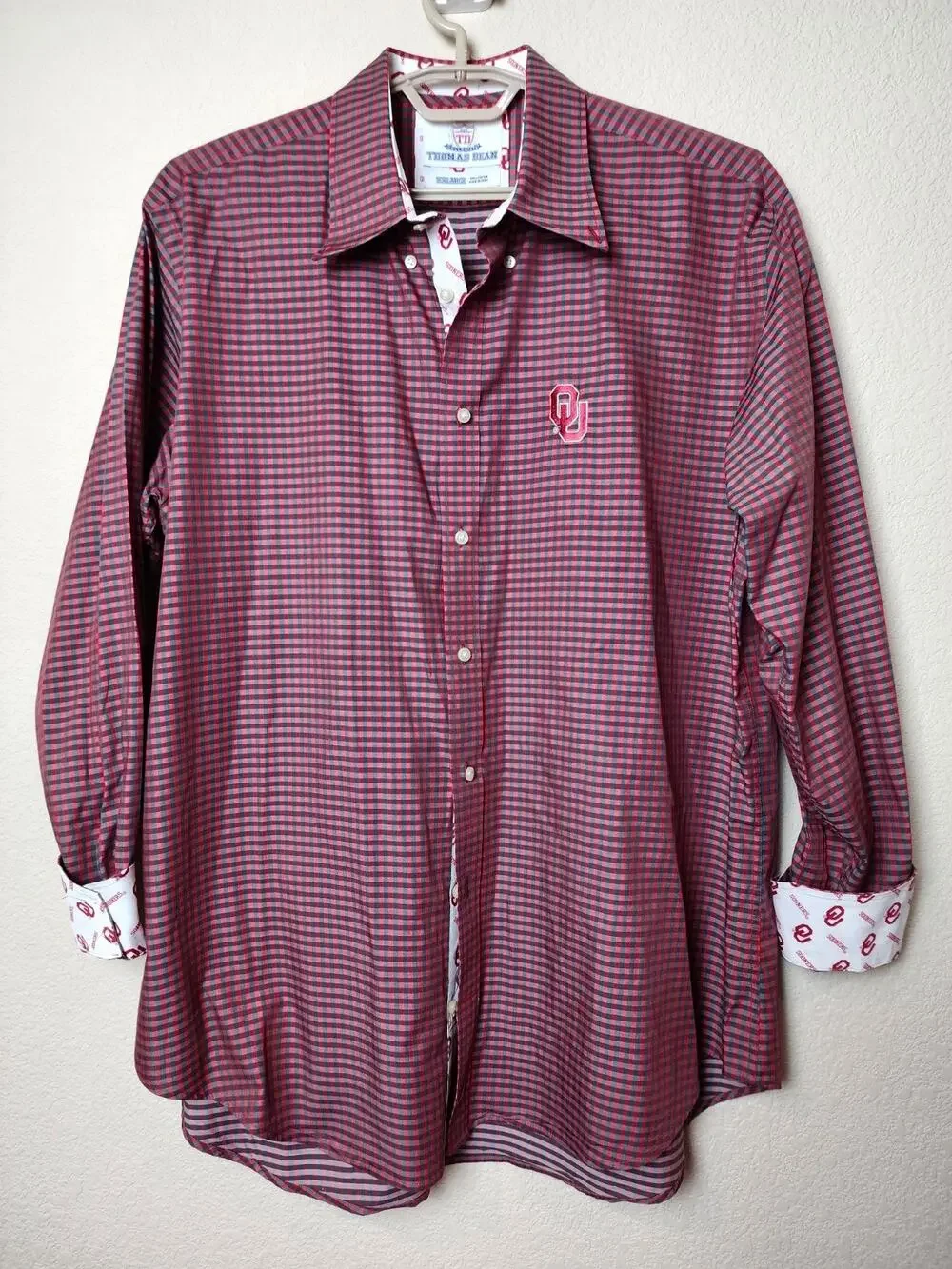 Thomas Dean Collegiate Oklahoma Sooners Long Sleeve Button Flip Cuff XXL 2XL EUC